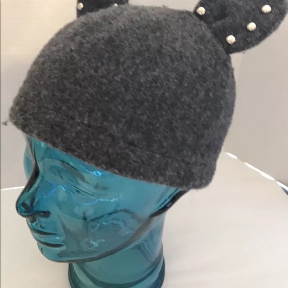 New HELENE BERMAN Studded Wool Blend Teddy Bear Hat Gray Women Beanie Italy - Picture 3 of 9